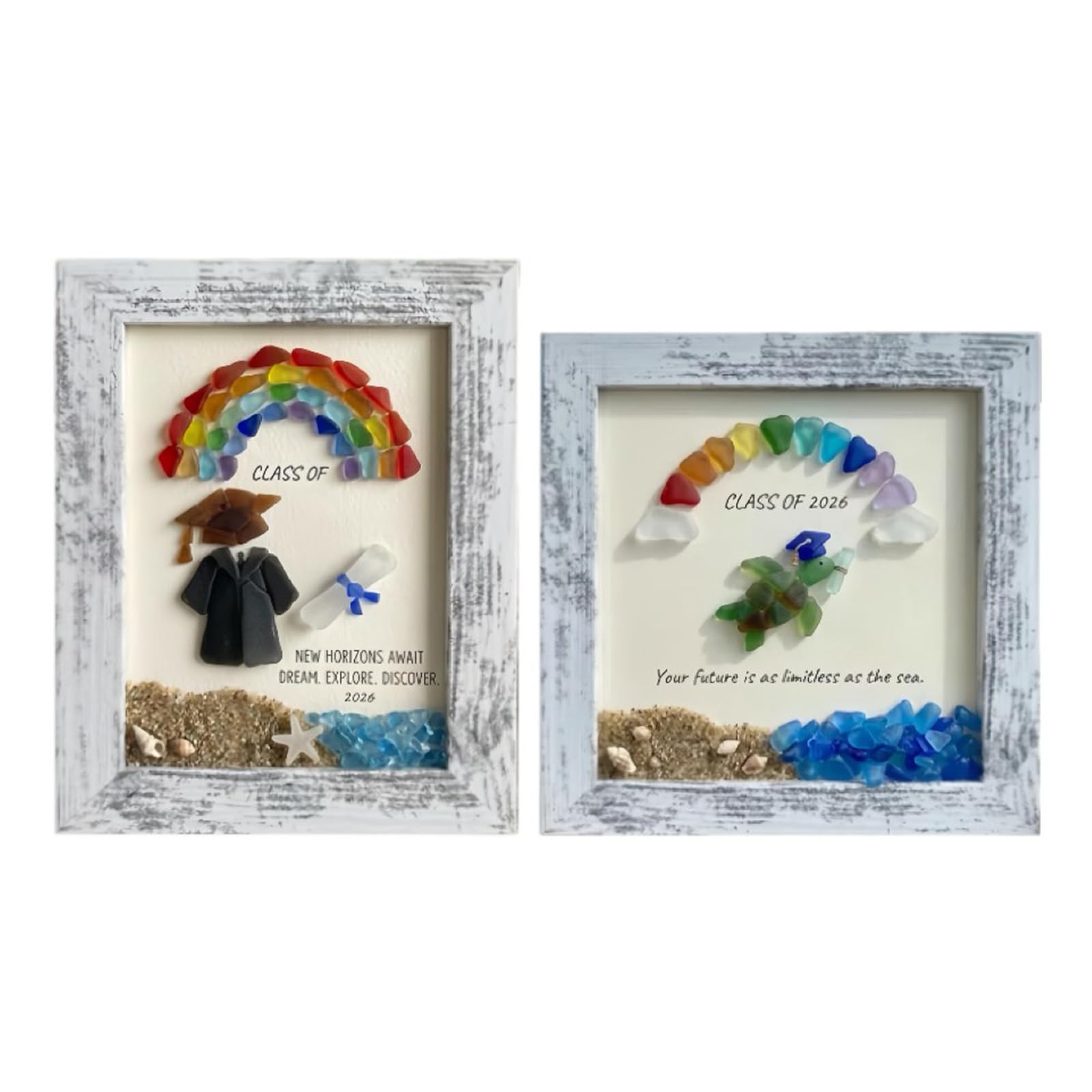 Tortues en verre de mer : cadre artistique fait main pour décoration maison chic