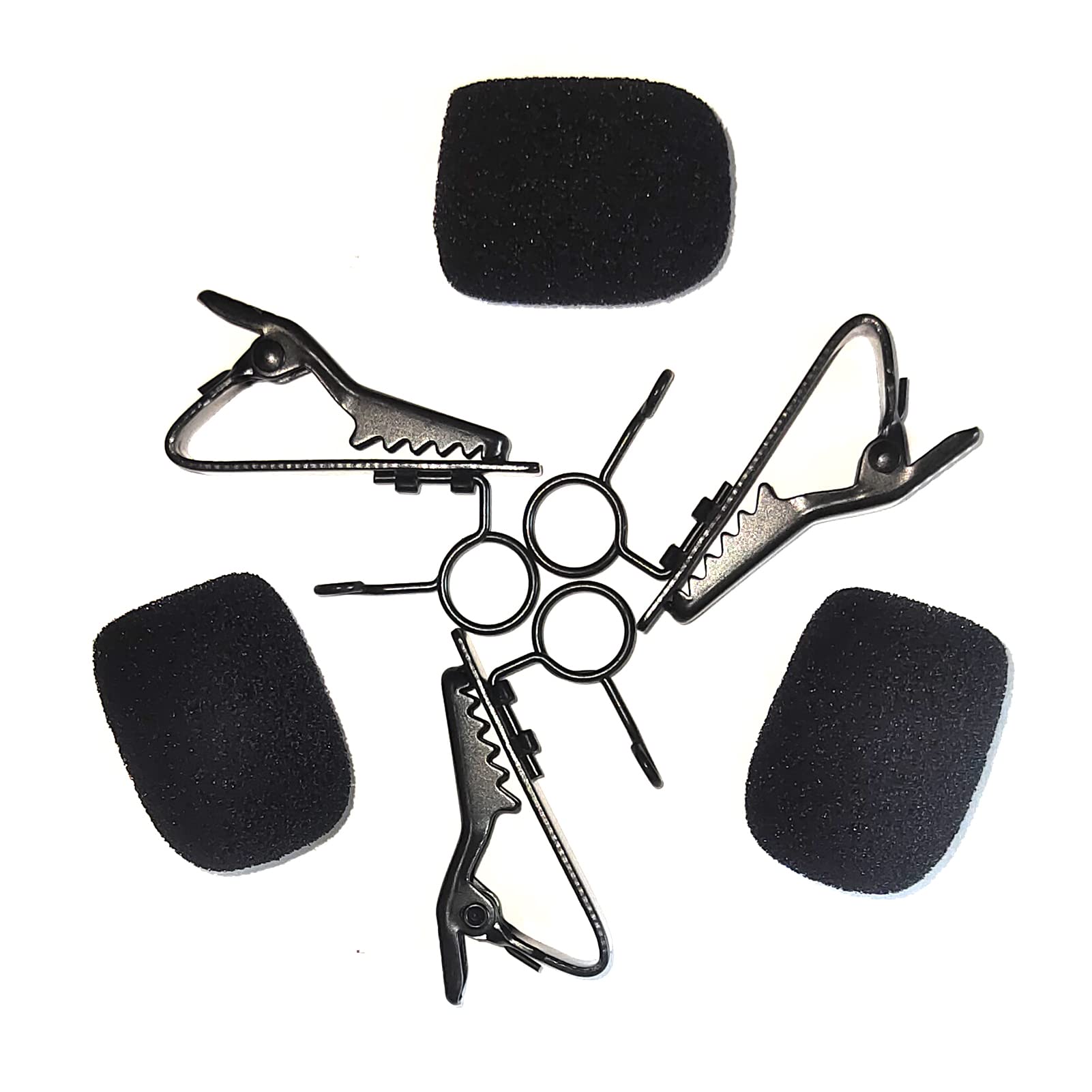 BLUPLE 3 Pieces Lavalier Microphone Metal Tie Clips, 3 Pieces Lapel Mic Windscreen Foam Covers (Clip-7.5mm, 3pcs,Black)