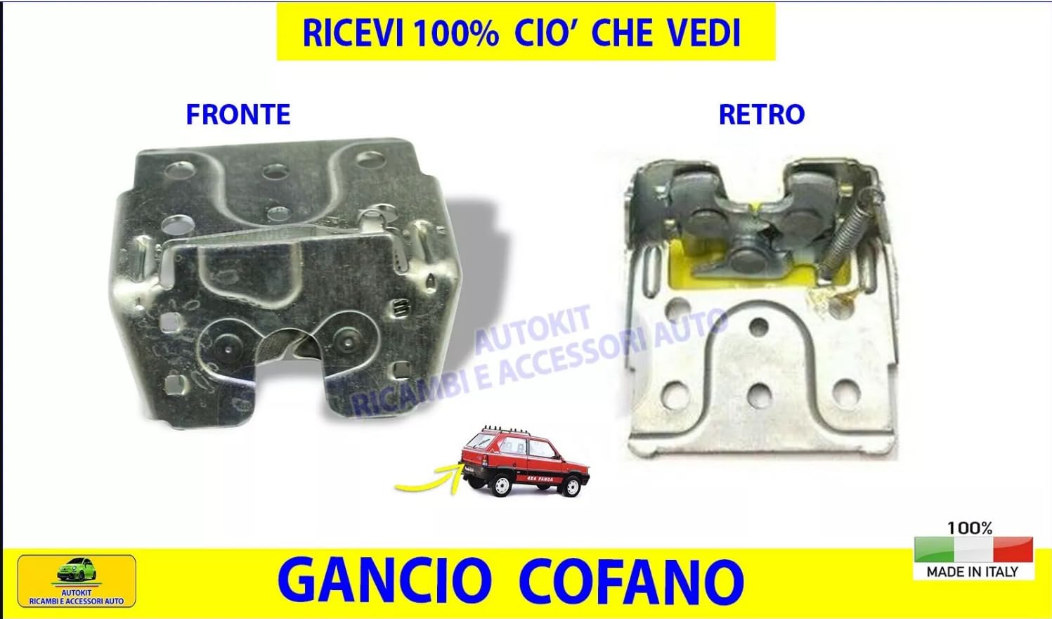 KIT SERRATURA CHIUSURA PORTELLONE COFANO BAGAGLIAIO POSTERIORE SPECIFICO COMPATIBILE con PANDA modello 141 prodotte dal 1986 al 2003-37/120-37/173