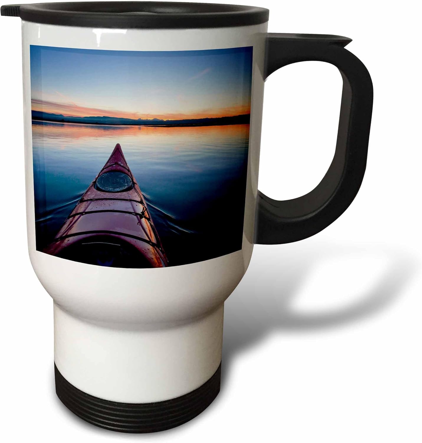 3dRose Washington Kayak At Sunrise Into Skagit Bay Us48 Glu0210 Gary Luhm Travel Mug, 14-Ounce, Stainless Steel