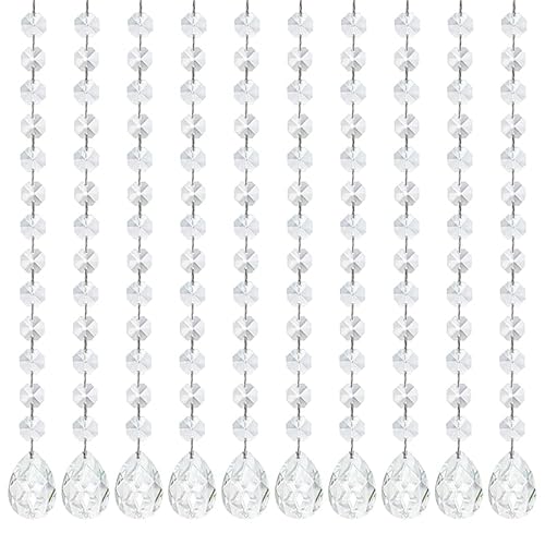 KANPURA 1ft Clear Crystal Bauhinia Prism Beads Strands for Chandelier ...
