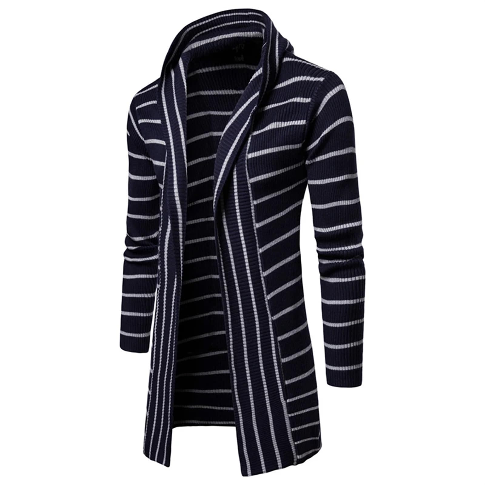 Amazon.co.jp: メンズ服ストライプスプライシングロングカーディガン 