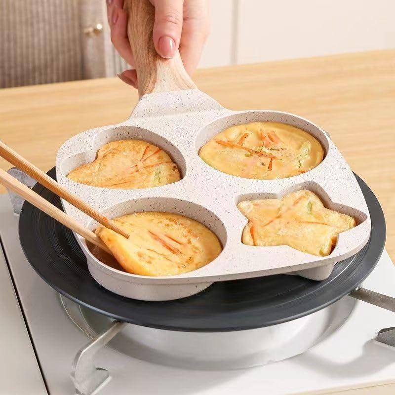 Miniatura 7 de Aimeryup Sartén antiadherente para huevos de 4 tazas, sartén de huevo sin óxido, versátil sartén de desayuno para hamburguesas, tortillas,
