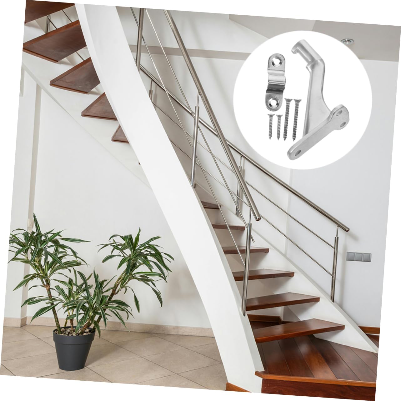 3sets Handrail Bracket Set of Stair Handrail Mounts for Use Easy Installation Screw Washers for Upgrading Staircases