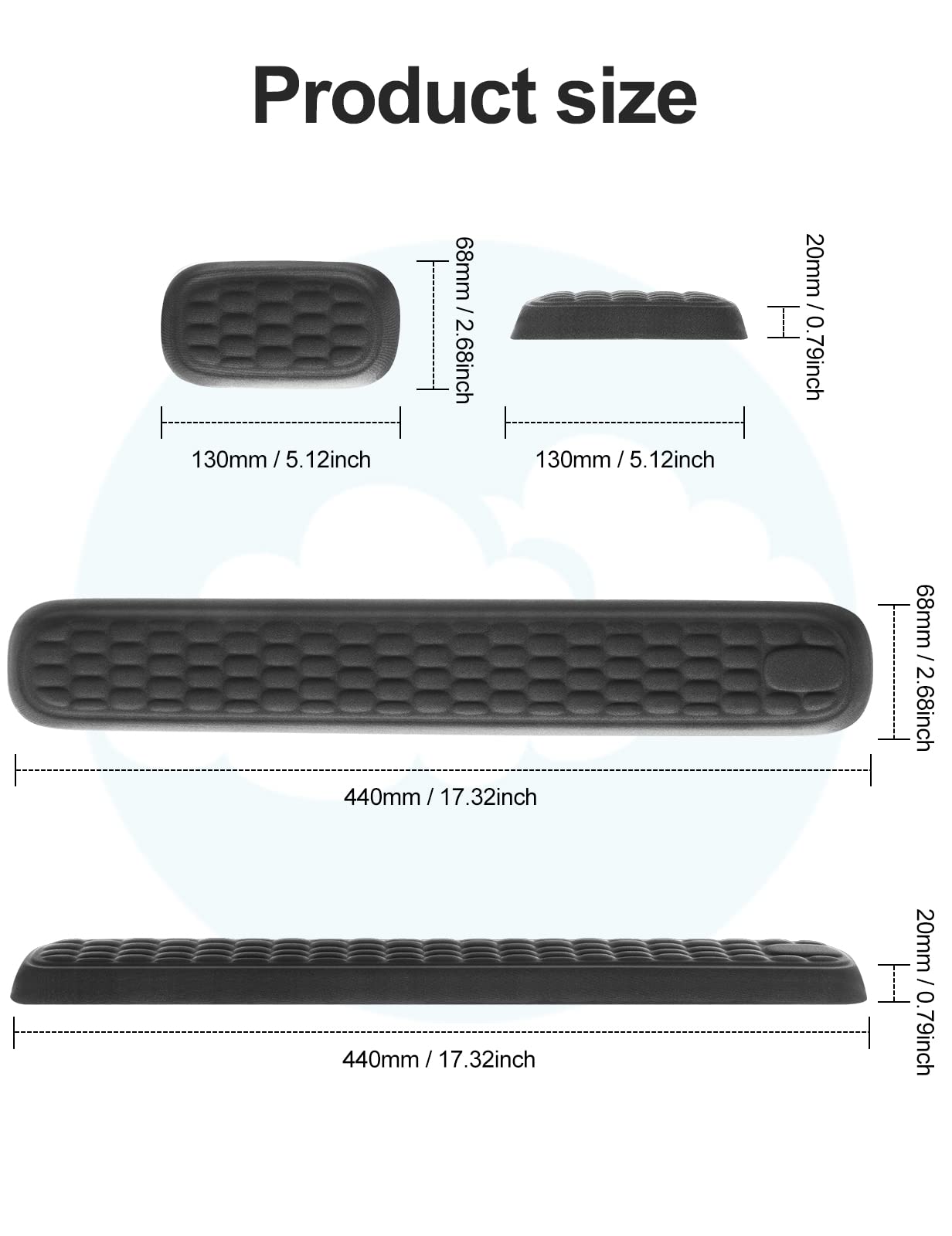 Meatanty Supporto poggiapolsi tastiera mouse memory foam ufficio computer laptop Mac