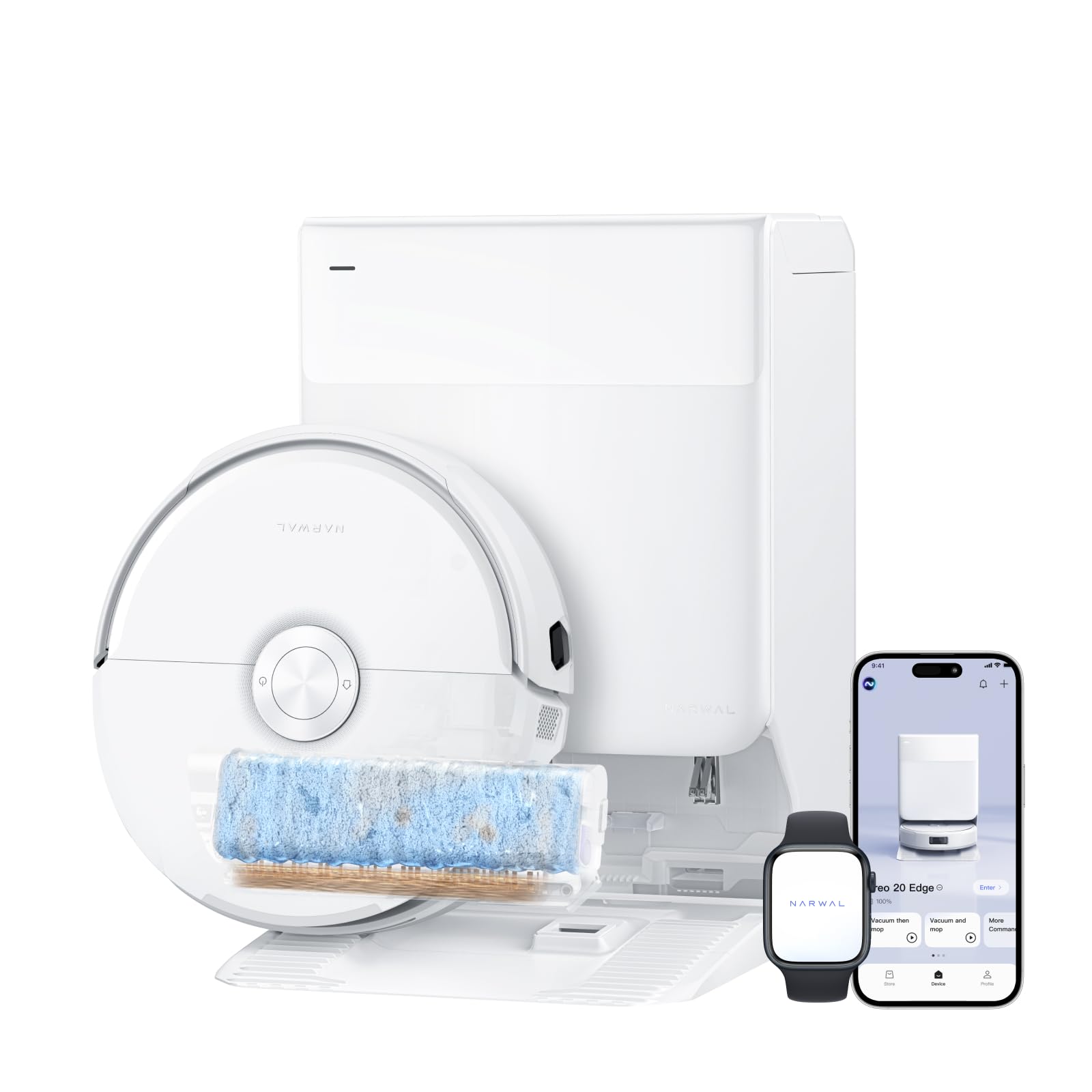 NARWAL Freo 20 Edge Robot Aspirateur, FlowWash Serpillère de Type Chenille