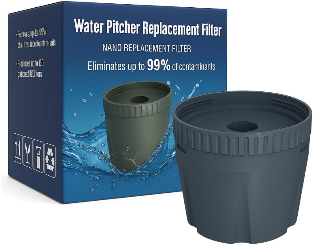Nispira Water Pitcher Filter Replacement for Epic Nano Pitcher Removes Chlorine, Lead, Odor and More 150 Gallon, 1 Pack
