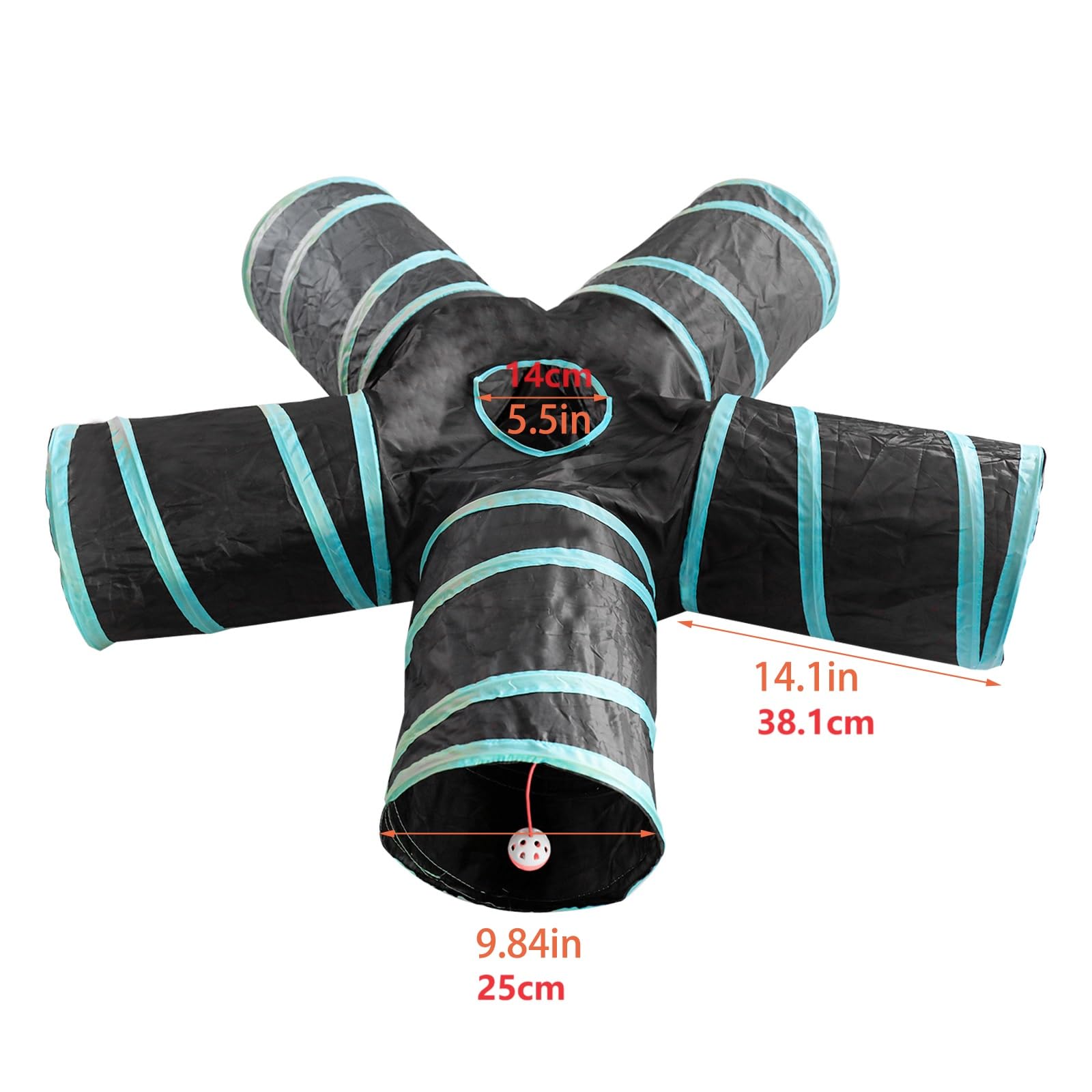 Tunnel Pour Chat 5 Voies Pliable - Jouet D'intérieur Et Extérieur Pour Chat, Chiot, Lapin - Polyester Résistant Avec Cloche