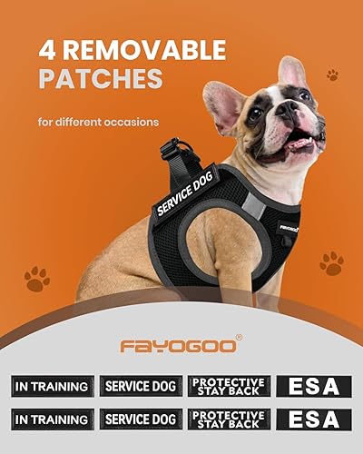 Miniatura 9 de FAYOGOO Chaleco de servicio para perros de raza pequeña, arnés ligero para perro con 6 parches extraíbles, arnés para cachorro y juego de correa