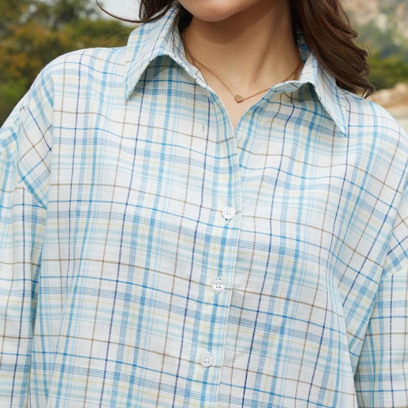 Image of PINACOLADA Women's Solid Oversized Shirt for Casual Wear | Spread Collar | Long Sleeve | Button Closure | Oversized Shirt Crafted with Comfort Fit for Everyday Wear