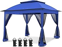 Vista 1 de COOS BAY Carpa Gazebo Instantánea Desplegable de 11x11 pies con Mosquitera, Refugio de Toldo al Aire Libre con 121 Pies Cuadrados de Sombra (Azul)