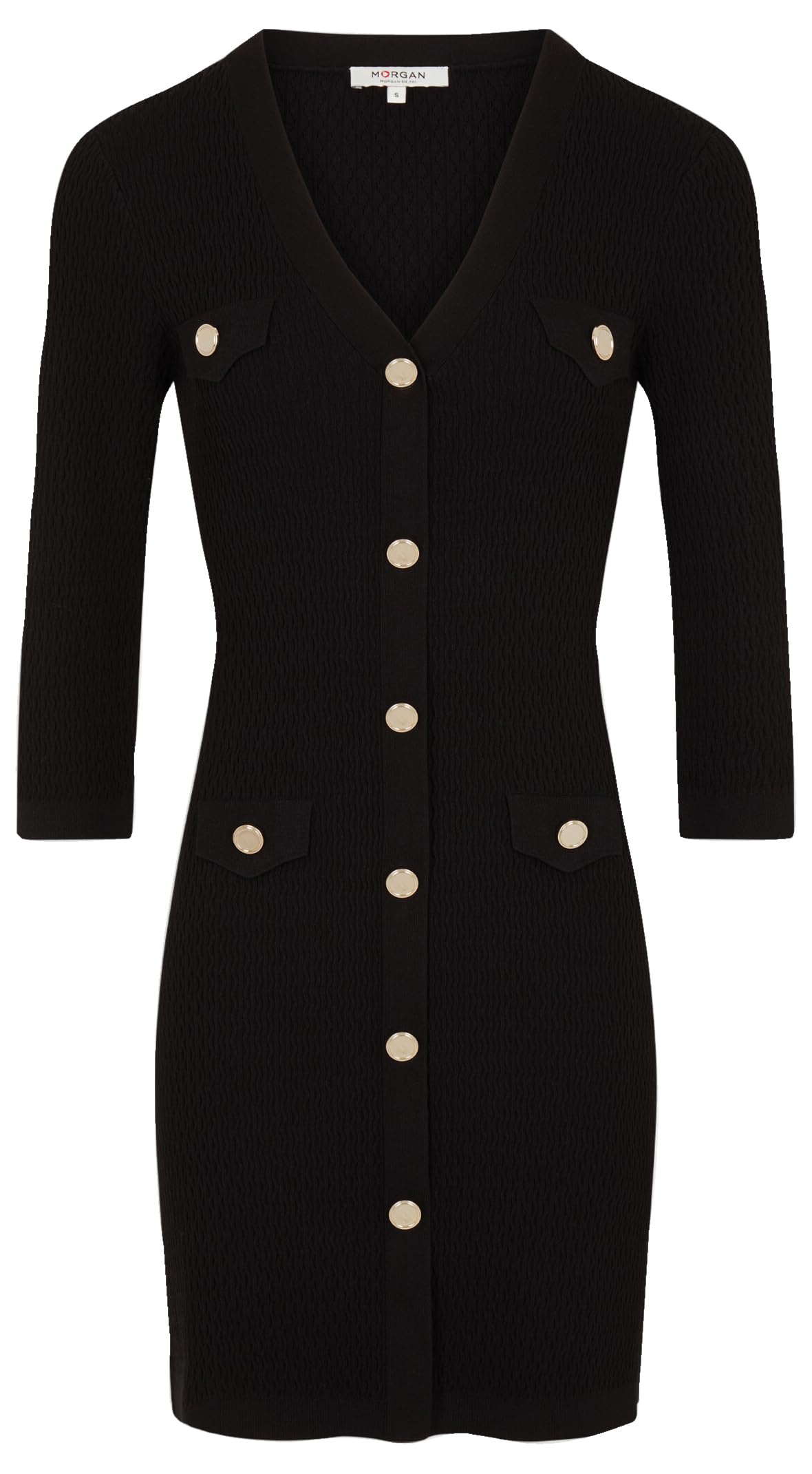 Morgan Robe pull ajustée manches 3/4 à boutons