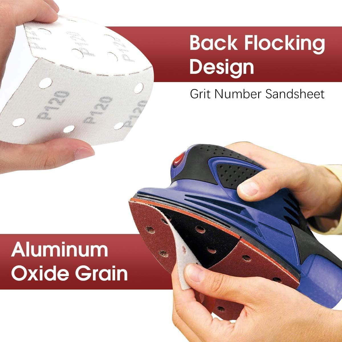 Produktbild von AUSTOR 50 Stück Ouse Schleifpapier Schleifblätter Klett-Schleifdreiecke 10 X Körnung 40/60/ 80