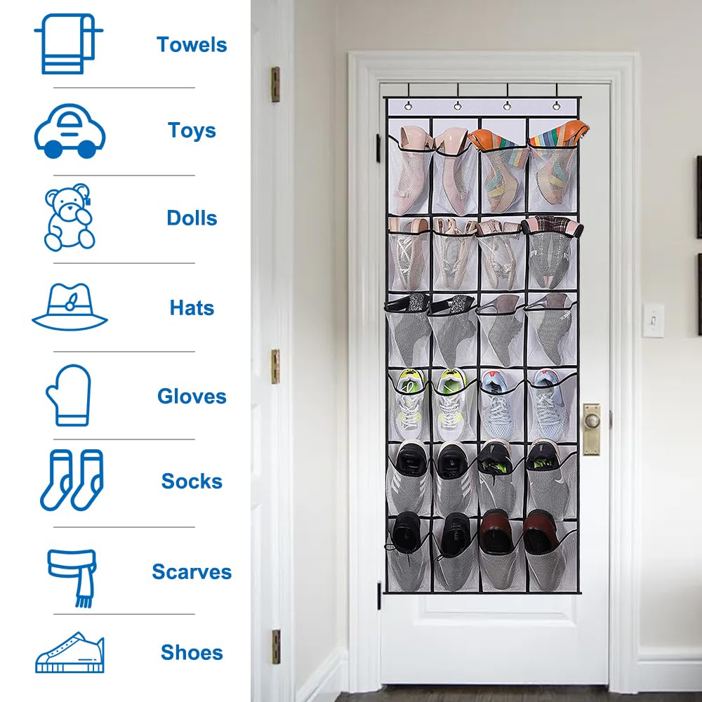Scarpiera Da Appendere A Porta - 24 Tasche, Tessuto Traspirante, Salvaspazio - Foto 2