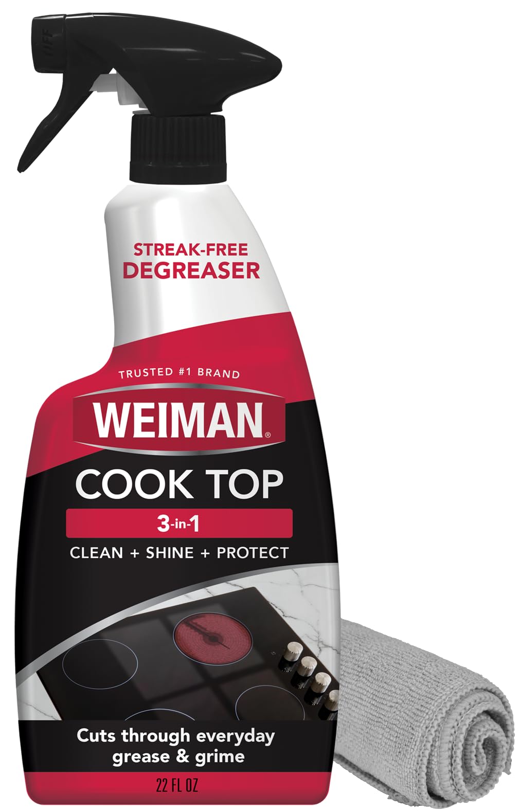 Daily Cooktop Cleaner with Microfiber Cloth Included for Glass Ceramic and Induction Cook Tops, 22oz