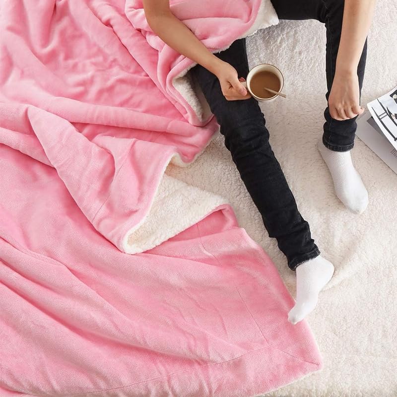 BSB HOME Luxury Rabbit Faux Fur Blanket | 500 GSM Super Soft, Heavyweight, Fluffy Throw for Bed & Couch | Elegant & Warm Winter Hot Blanket (Size - 230 x 240 cm, Colour - Blush Pink, Bag Packing) 4