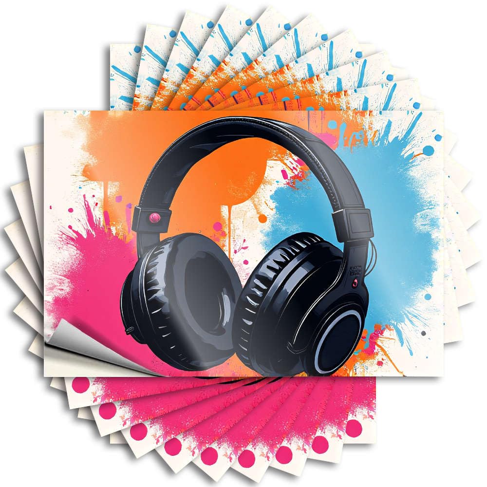 Fzfn Colour Funny Bedroom Decor Man Lettering Sticker - Headphones On Colorful Abstract Background. Window Waterproof Vinyl Sticker(8X12cm)