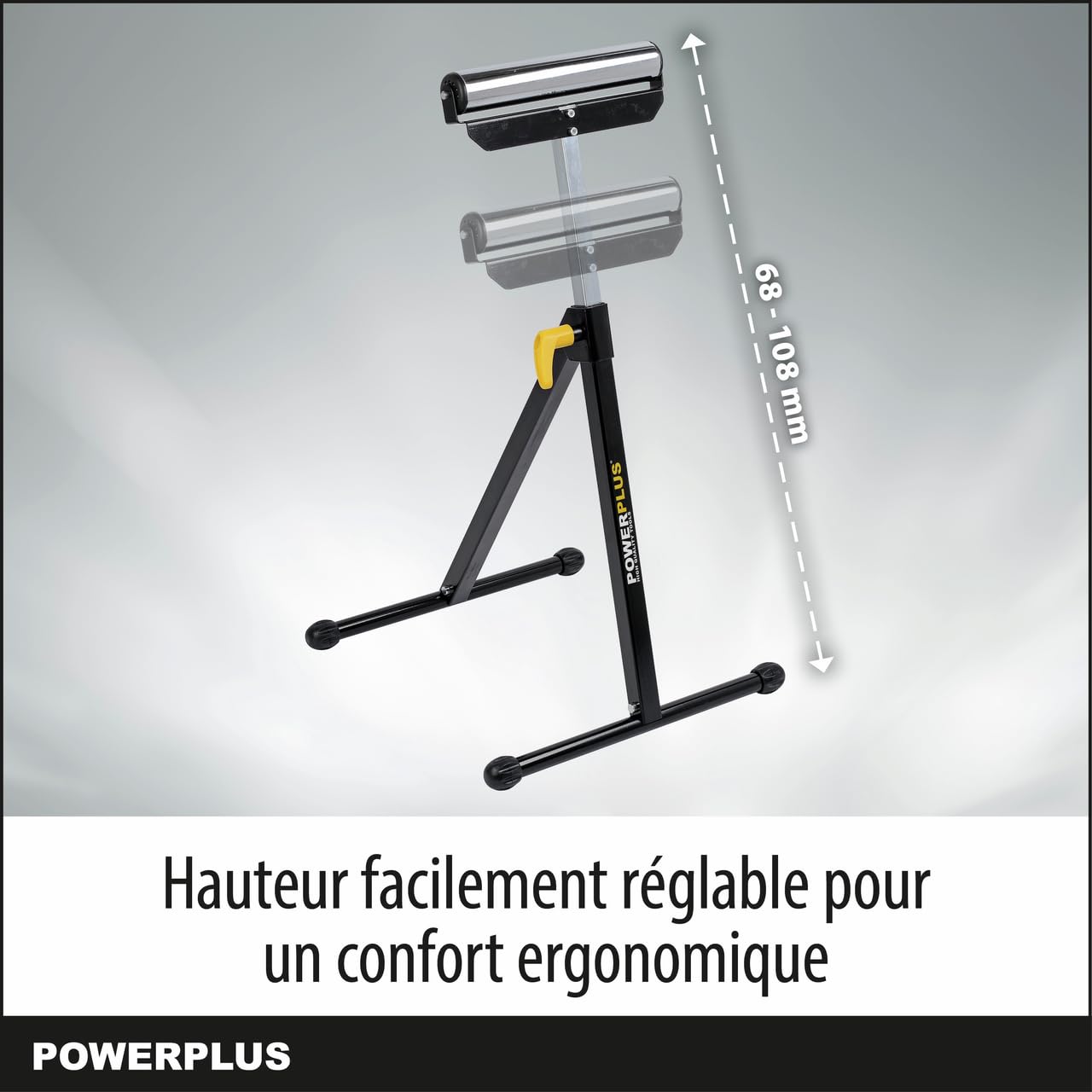 Powerplus Support pour Matériaux en Feuille POWX0700T - Tréteau Réglable et Extensible 485 x 430 mm de max. 60 kg - Hauteur de 680 mm - avec Rouleaux