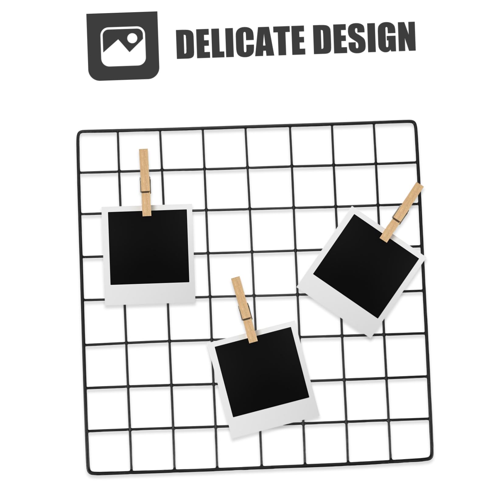 GRIRIW Photo Display Grid Panel Wall Hanging Decoration Picture Storage Holder Metal Grid Panel