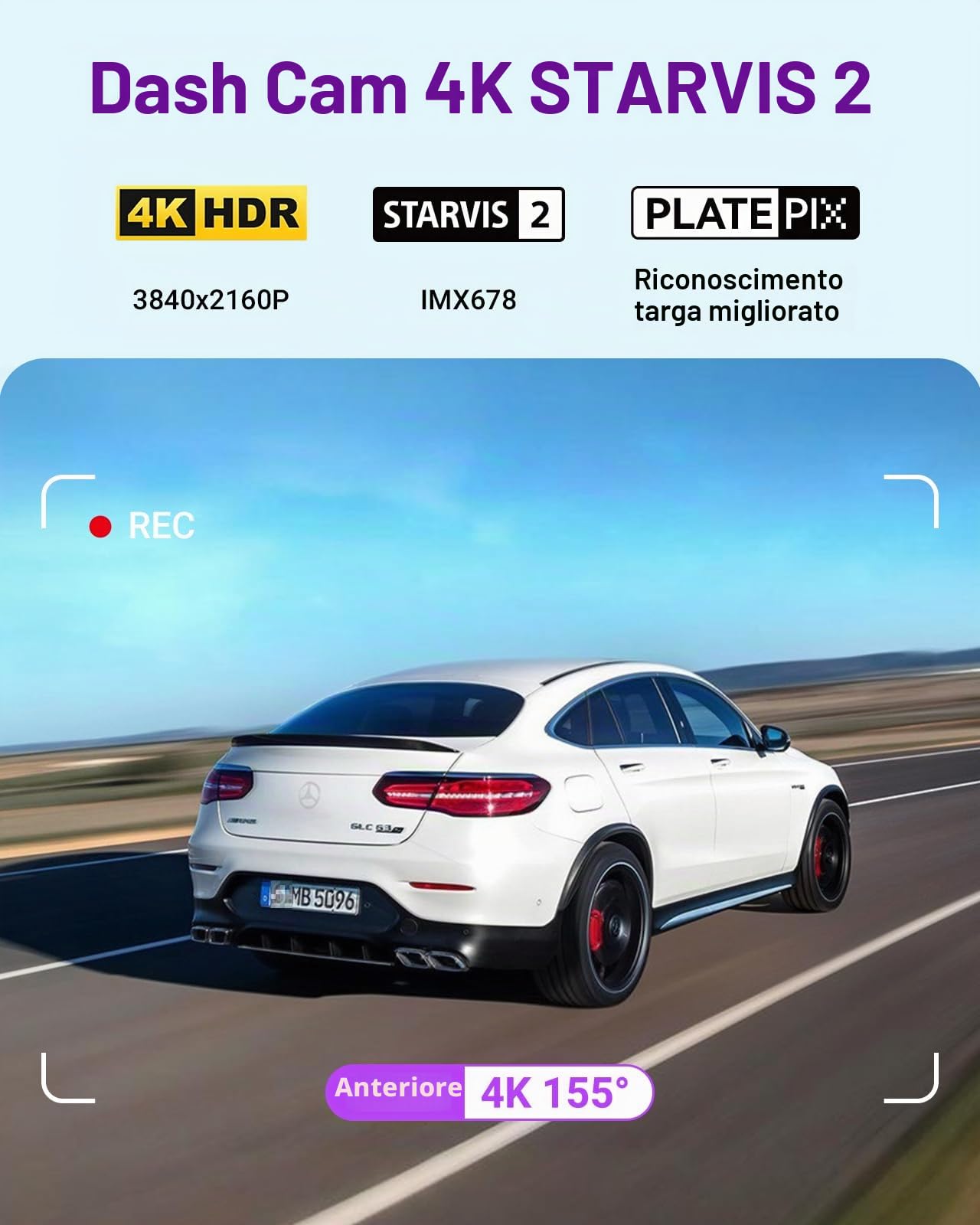 Vantrue S1 Pro Max 4K Starvis 2 Dashcam Auto Anteriore, 5G WLAN, GPS 155° HDR, Monitoraggio, LTE Opzionale, Smart ADAS, Comando Vocale, Modo Privacy, 1TB Max