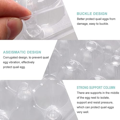 Miniatura 5 de DOITOOL Cajas de huevos de codorniz, paquete de 12 bandejas de huevos pequeños de 24 rejillas, caja de almacenamiento apilable, mini dispensador de