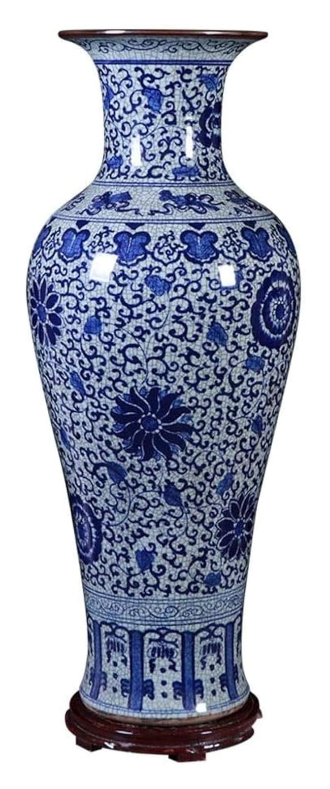 asdchZen Vase Flower Vase Ceramic Floor Vase Antique Blue And White Porcelain Vase Living Room Decoration 24.8 Inches High Decorative Vases