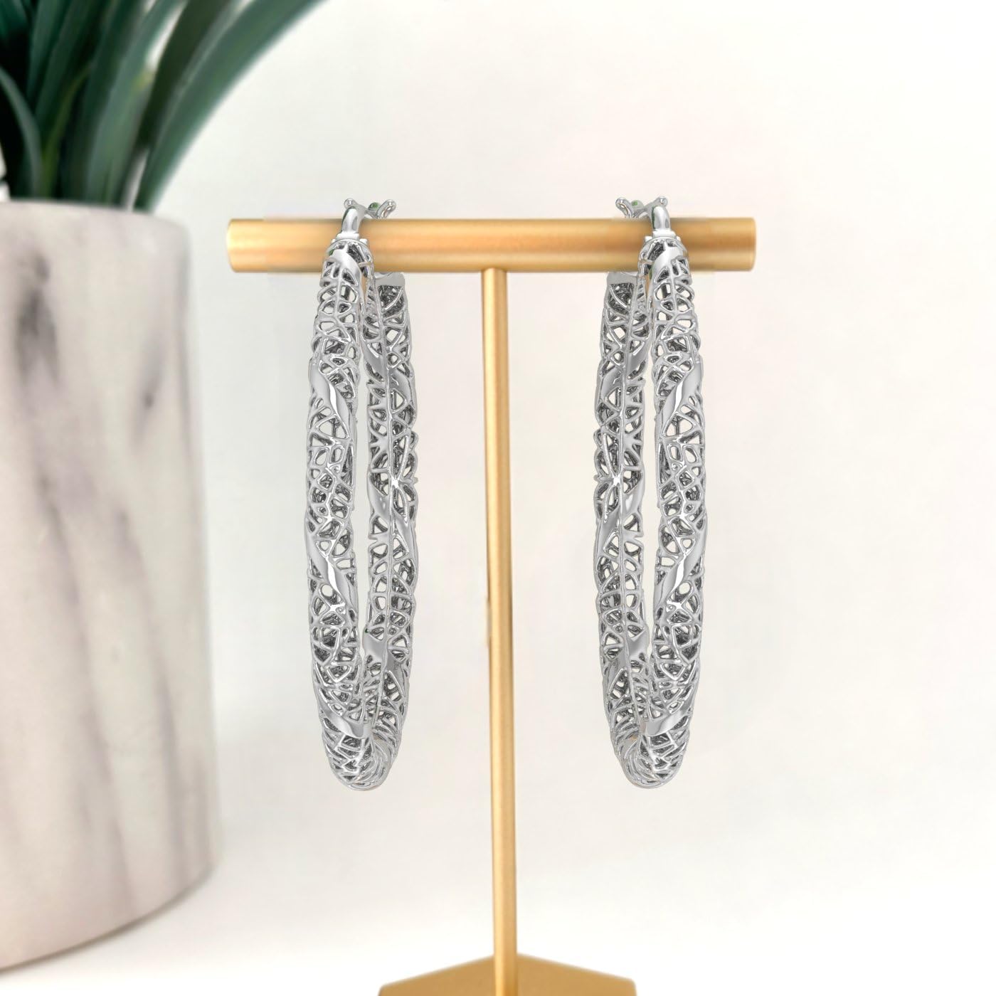 Plain Hoop Earrings in 925 Sterling Silver or 18K Yellow Gold over Sterling Silver or in 10K Gold (clarity)