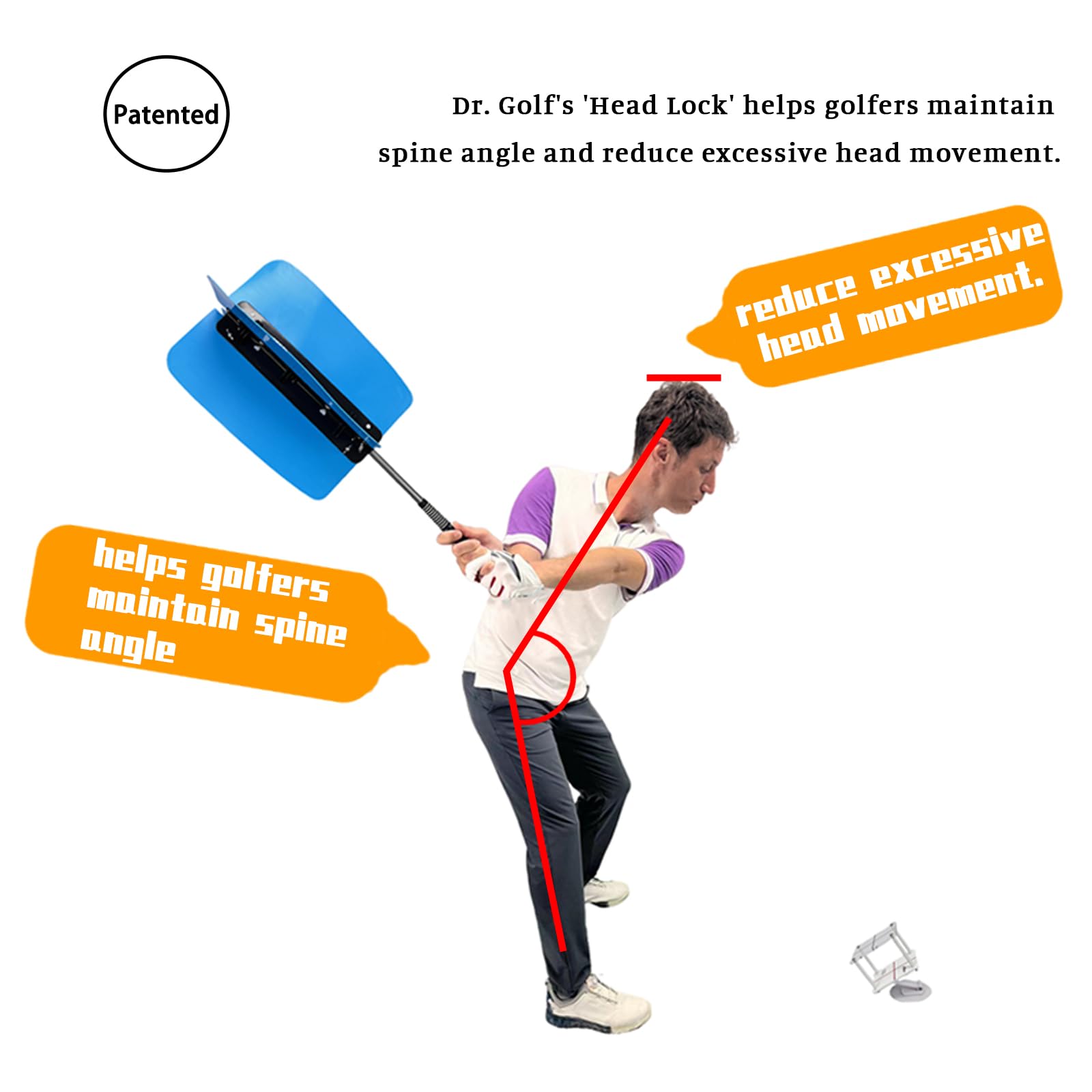 Dr.Golf Swing Training Aid Head Movement Claibrator Head Lock, Patented PGA Recommended