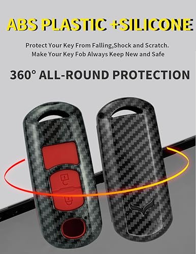 Miniatura 3 de ontto Funda para llave de 2 botones con llavero compatible con Mazda 3, 6, 8, Miata, MX-5, CX-3, CX-5, CX-7, CX-9, color rojo y negro