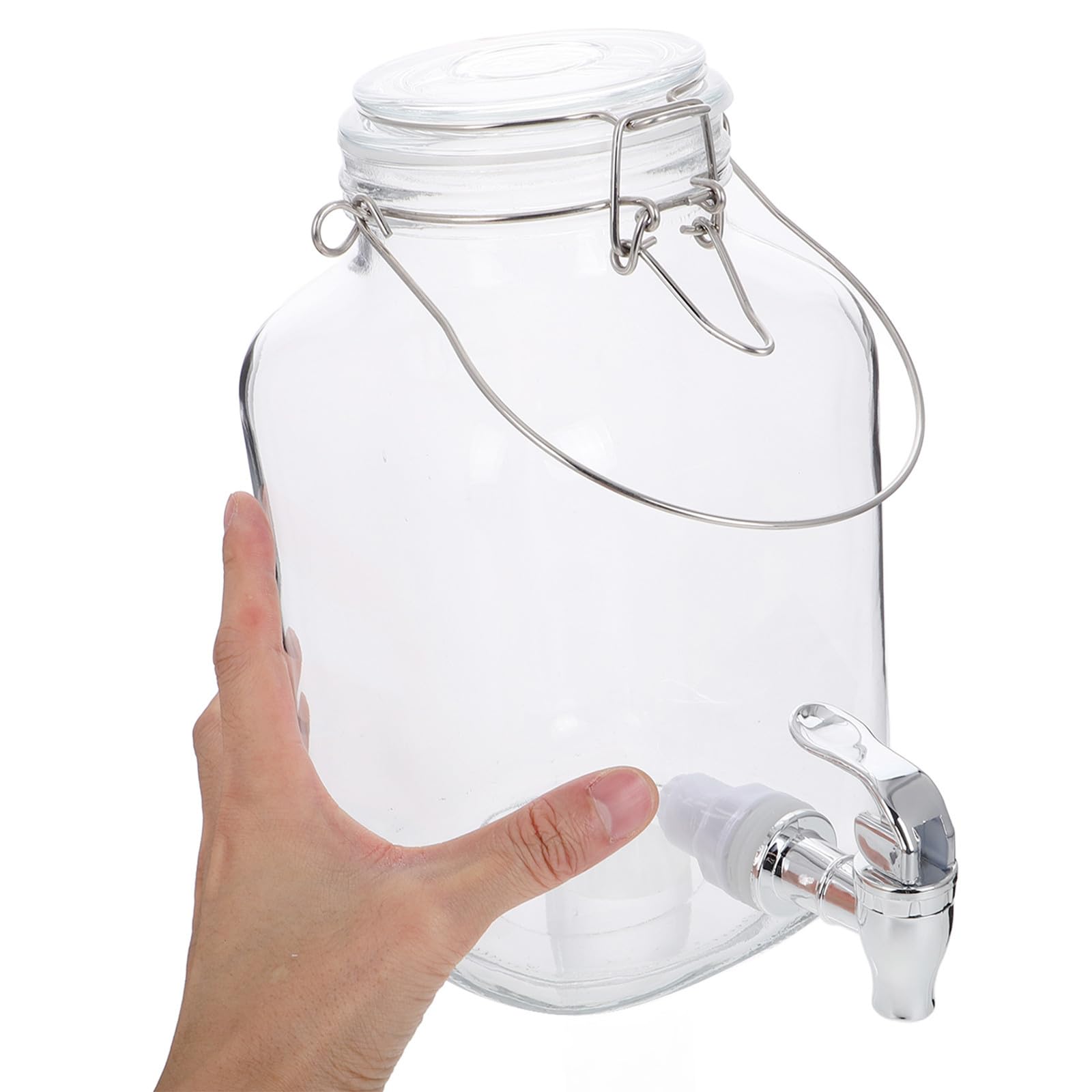 Tarro de Vidrio para Vino con Grifo, Capacidad 4, Boca Ancha