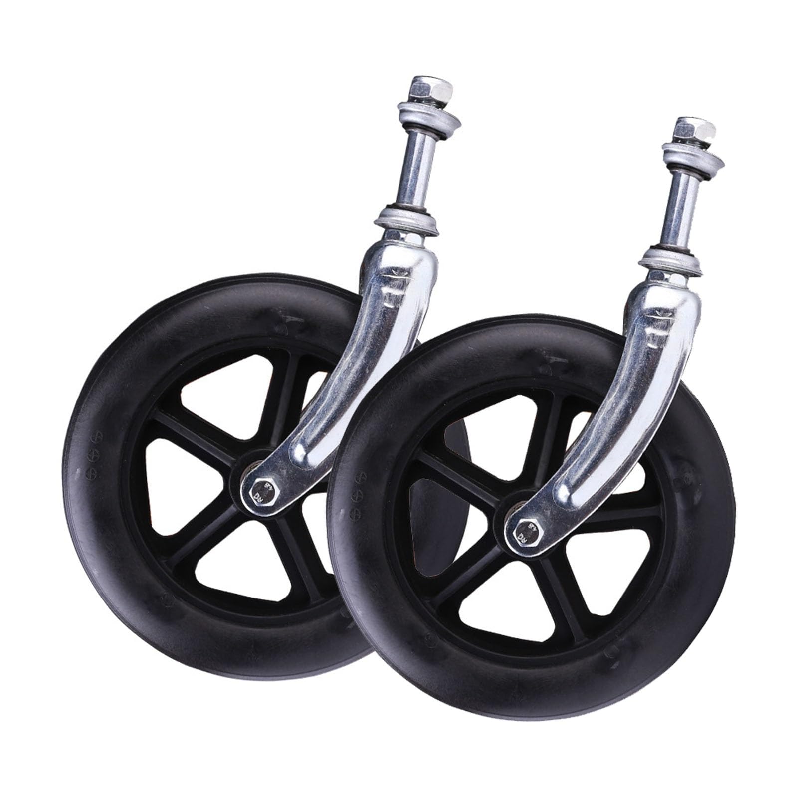 LHX A Pair of Wheelchair Front Fork Accessories Front Small Wheel Universal Wheel Front Wheel Bearing 6 Inches/7 Inches/8 Inches Wheelchair Wheel + Front Fork(Black,7inch)