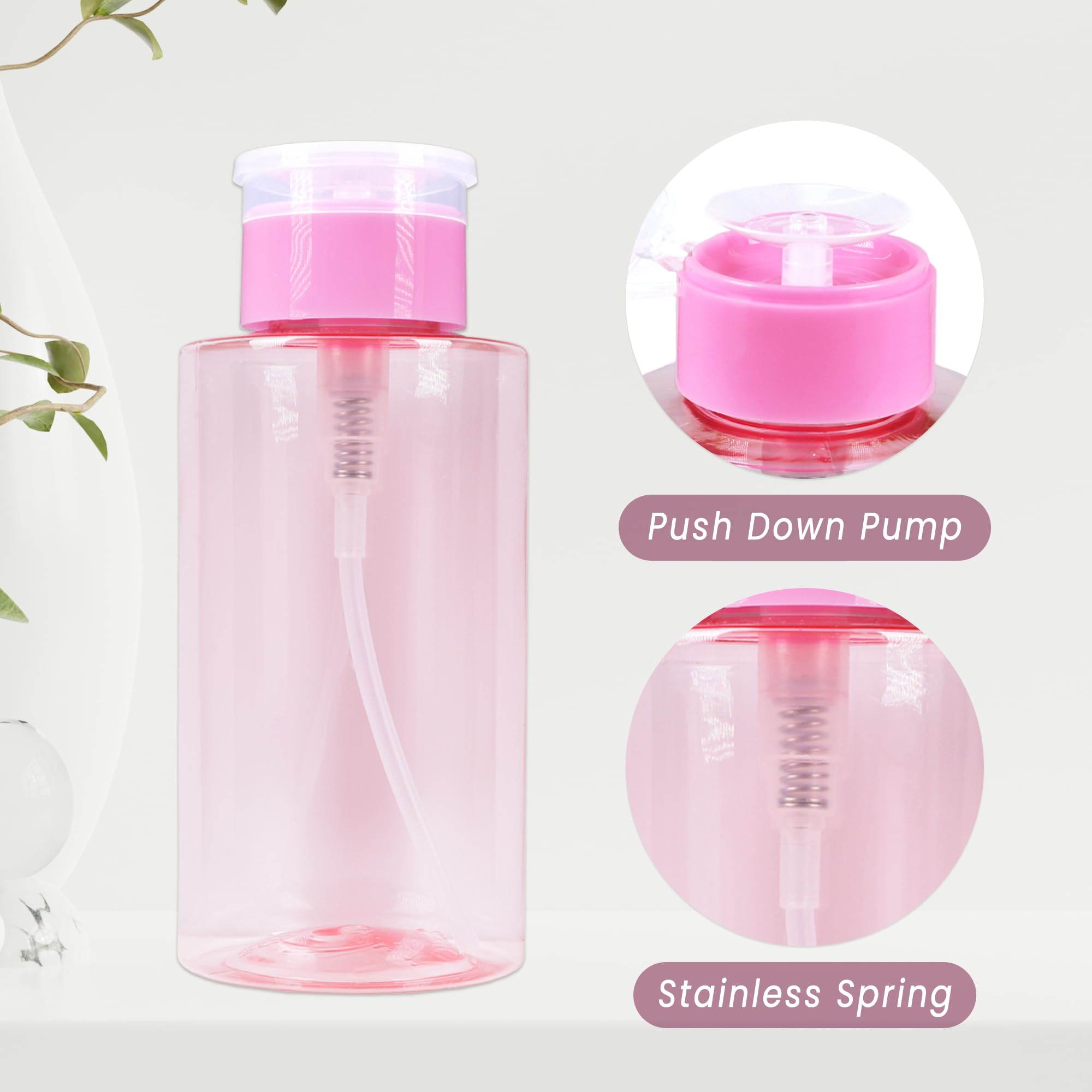 Pumpspender, leer, nachfüllbar, mit Klappdeckel, für Nagellack, Reisen, Kosmetikverpackung, 284 ml, Rosa