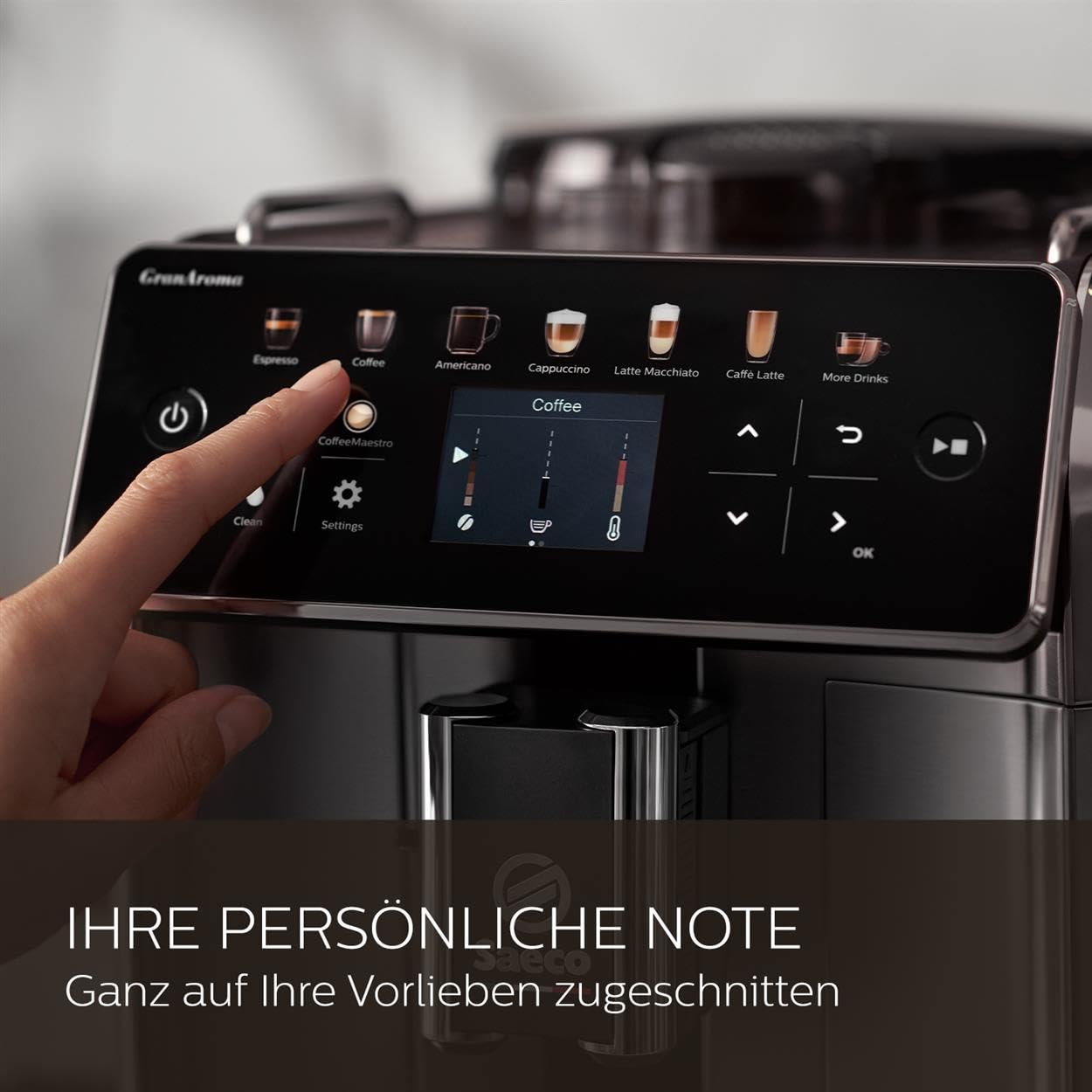 Saeco GranAroma Kaffeevollautomat 14 Kaffeespezialitäten Farbdisplay 4 Benutzerprofile Keramikmahlwerk 1500 Watt SM6580/10