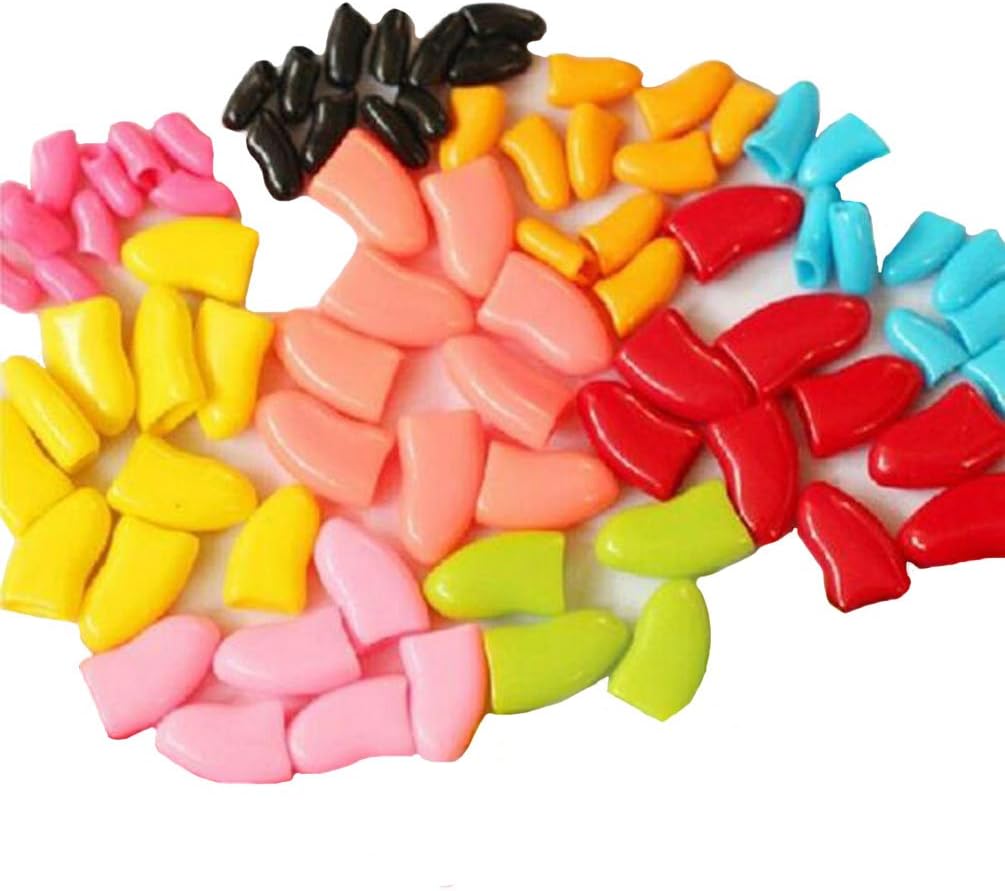 Crasy Shop 20Pcs/Lot Soft Silicon Pet Dog Cat Nail Caps Kitten Claws Paws Control Nail Protector Cover with Adhesive Glue-Random Color (XS)