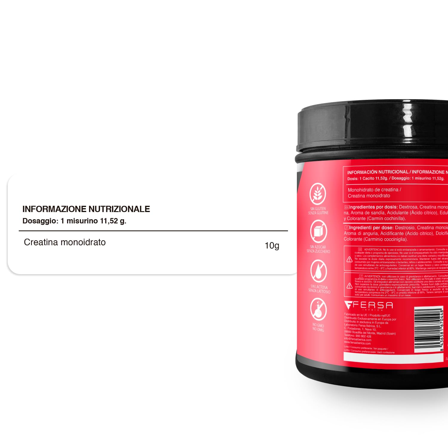 Healthy Fusion 100% Creatina Monoidrato, Alta dose | 10g di Creatina per porzione | Favorisce la crescita muscolare e migliora la resistenza fisica | Alta solubilità | 300g gusto anguria