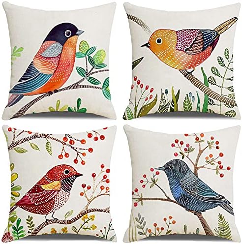KUNQIAN Bee Cushions Cover Outdoor Waterproof Cushions Durable Thick Yellow Bee Pillow Covers Set of 4 Home Garden Decorative for Sofa Linen Square Outside Office 18x18 Inch 45x45cm