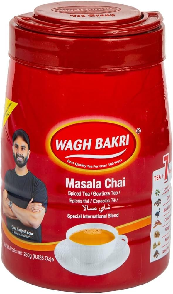 Wagh Bakri Masala Tea Spiced Tea Leaves in Export Pack,250 grams / 8.825 oz