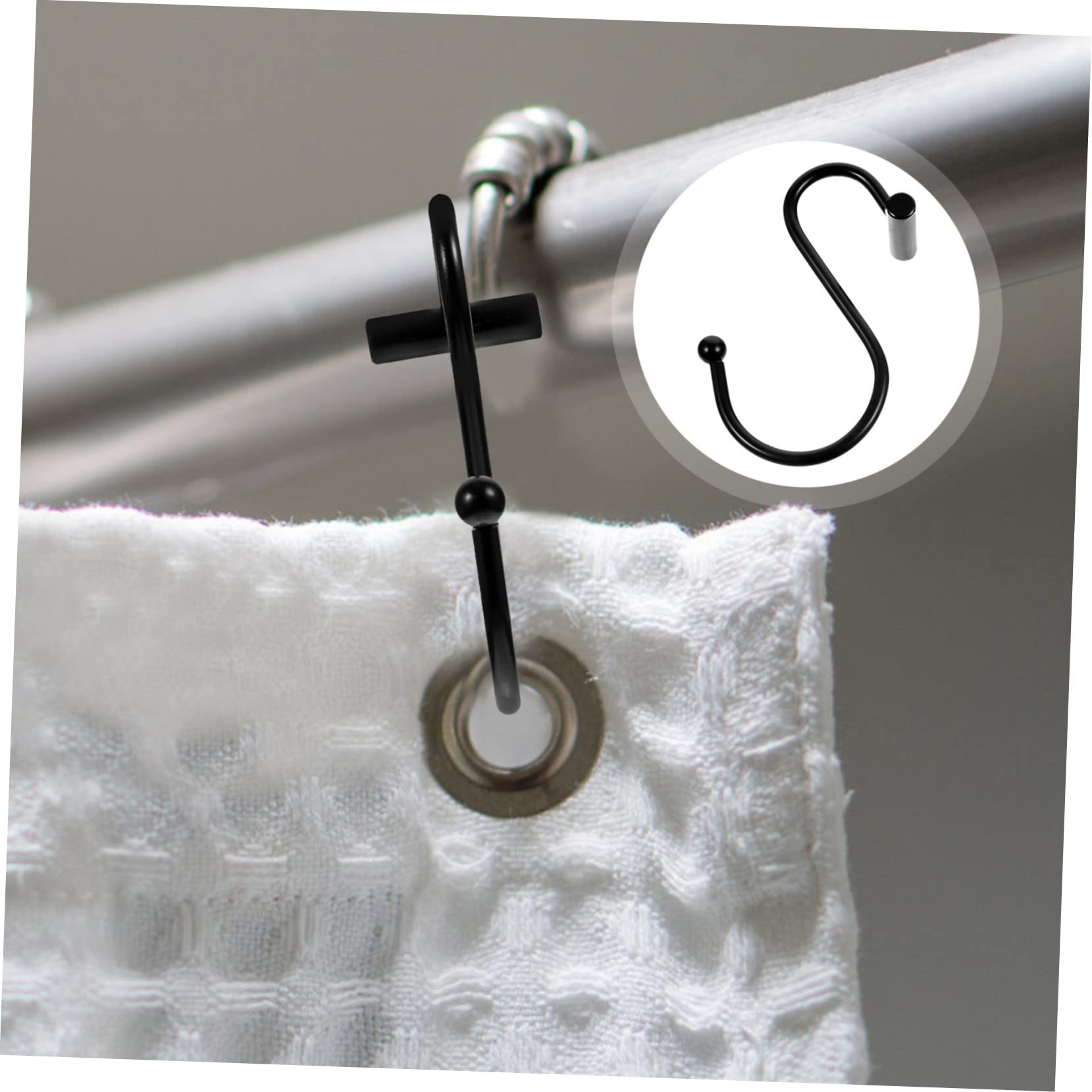 MAGICLULU Ganci Pezzi in 24 Doccia Ferro Forma e Tenda Nero per a S, Fissaggio Sicuro Accessori Tende e Teli Bagno