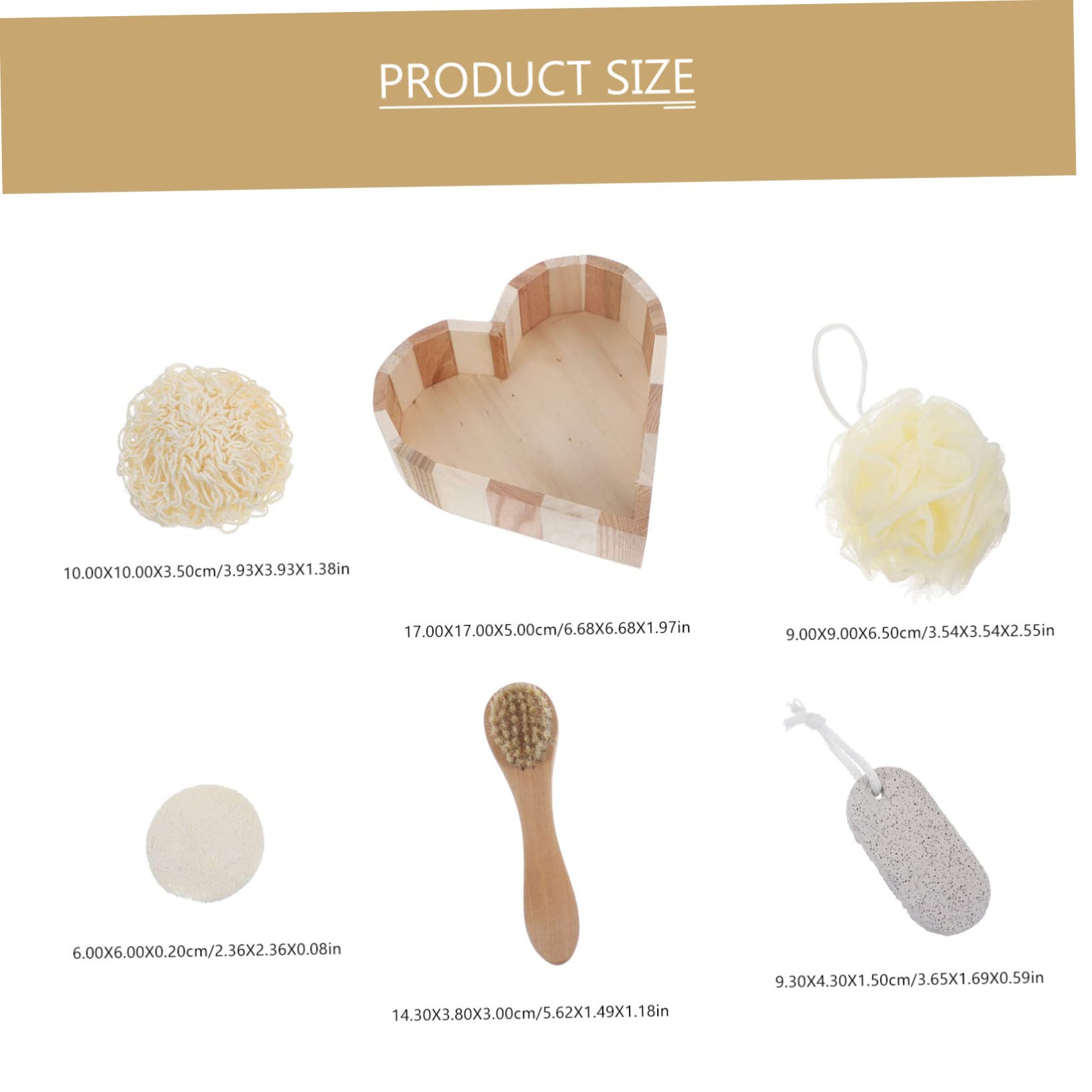 VICASKY 1Set Bath Spa Present for Women Heart Shaped Shower Essentials with Pumice Stone Loofah Slice Face Brush Foot Grinding Tool and Bath Flower for Birthdays Weddings