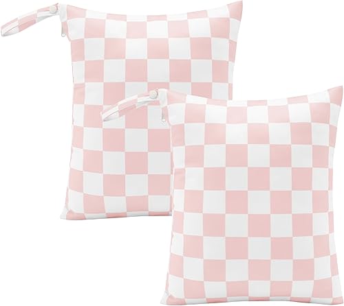 Bolsa impermeable a cuadros para artículos esenciales para bebés, viajes y estilo de vida activo, estética, moderna, bonita bolsa para húmedos y