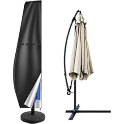 Funda Parasol Excentrico Teynewer Funda para sombrilla impermeable, cubierta protectora voladiza, con poste telescópico y cremallera, resistente a los rayos UV, resistente al viento (265x40x70/50 cm)