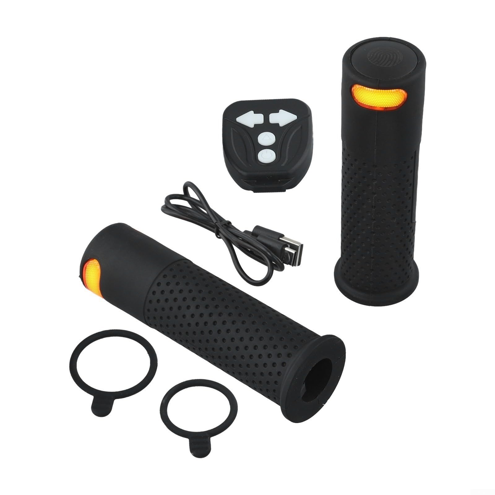 1 paio di manopole per manubrio di scooter elettrico, luci di direzione integrate sinistra e destra, impugnature antiscivolo in silicone, per Xiaomi M365 Pro 1 Pro 2 Mi3, 135 mm (nero)