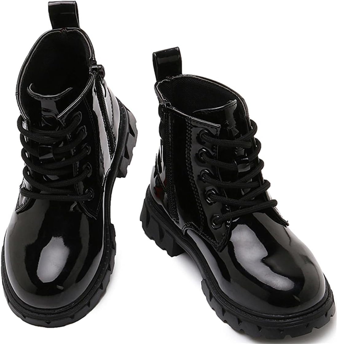 PPXID Toddler Little Boys Girls Waterproof Lace-Up Combat Boots Side Zip Ankle Boots Outdoor Hiking Boots