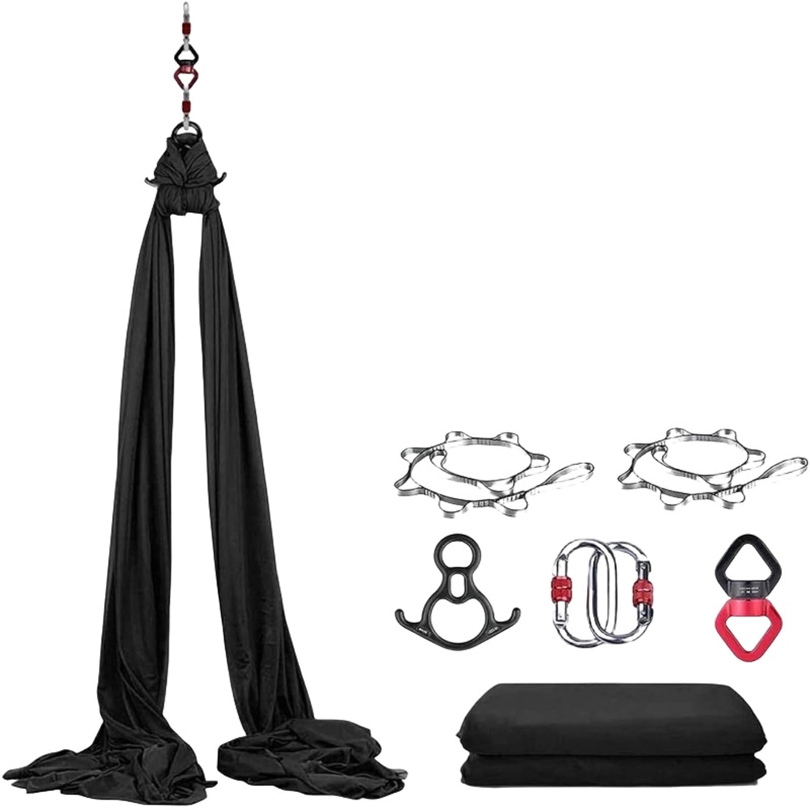 INLANDSIS Hotel Bee Yoga Aerial Silk(8x2.8m), Yoga Hammock for Hanging, Trapeze Swing, Strong Load-Bearing, Safe Protection, Yoga Swing Set, Acrobatics Hammock (Black)