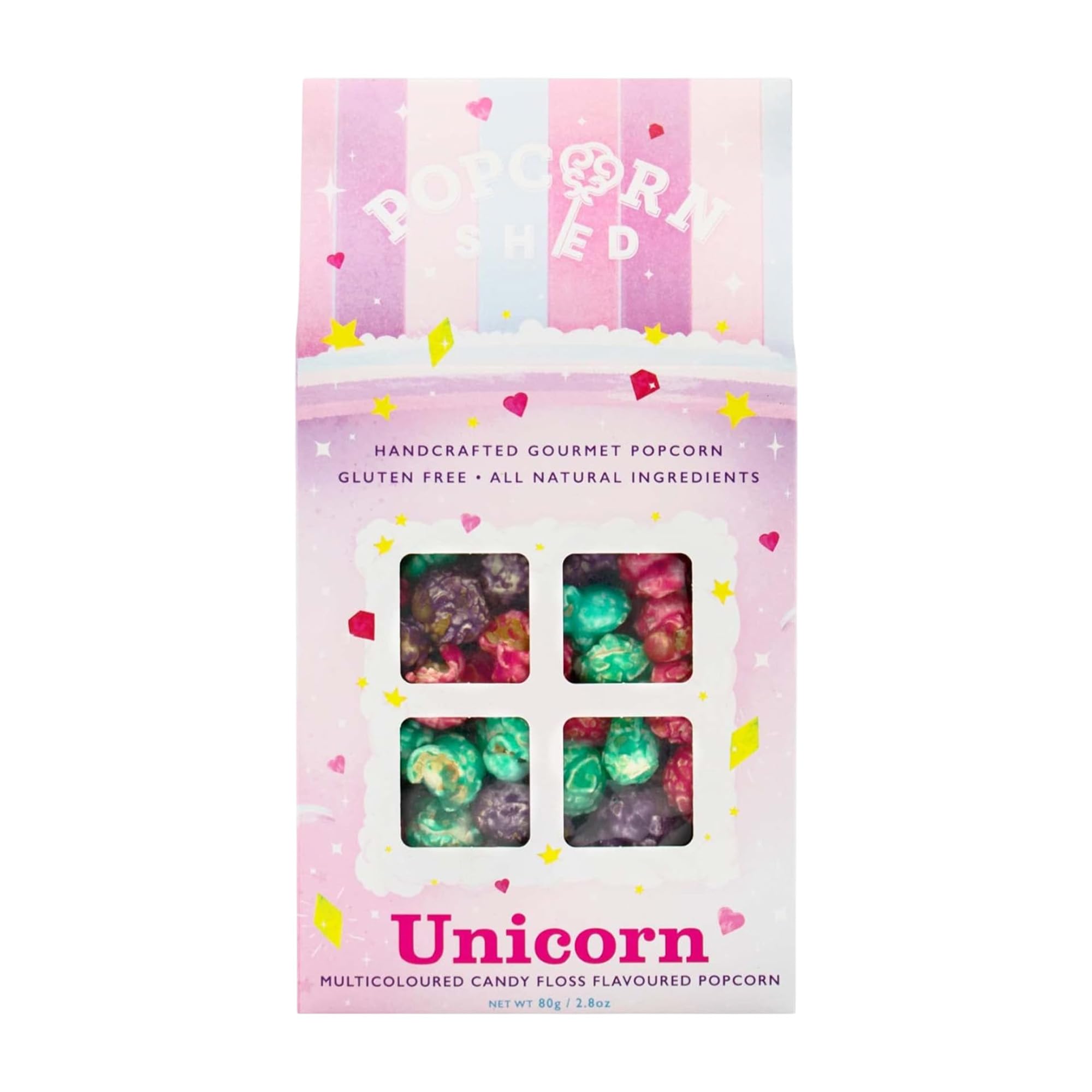 Popcorn Shed Unicorn Gourmet Popcorn (1 x 80g) - Multicoloured Candy Floss Flavoured Caramel Gourmet Popcorn, Easy & Low Calorie Snack, Perfect for Parties, Movie Nights & Gifting