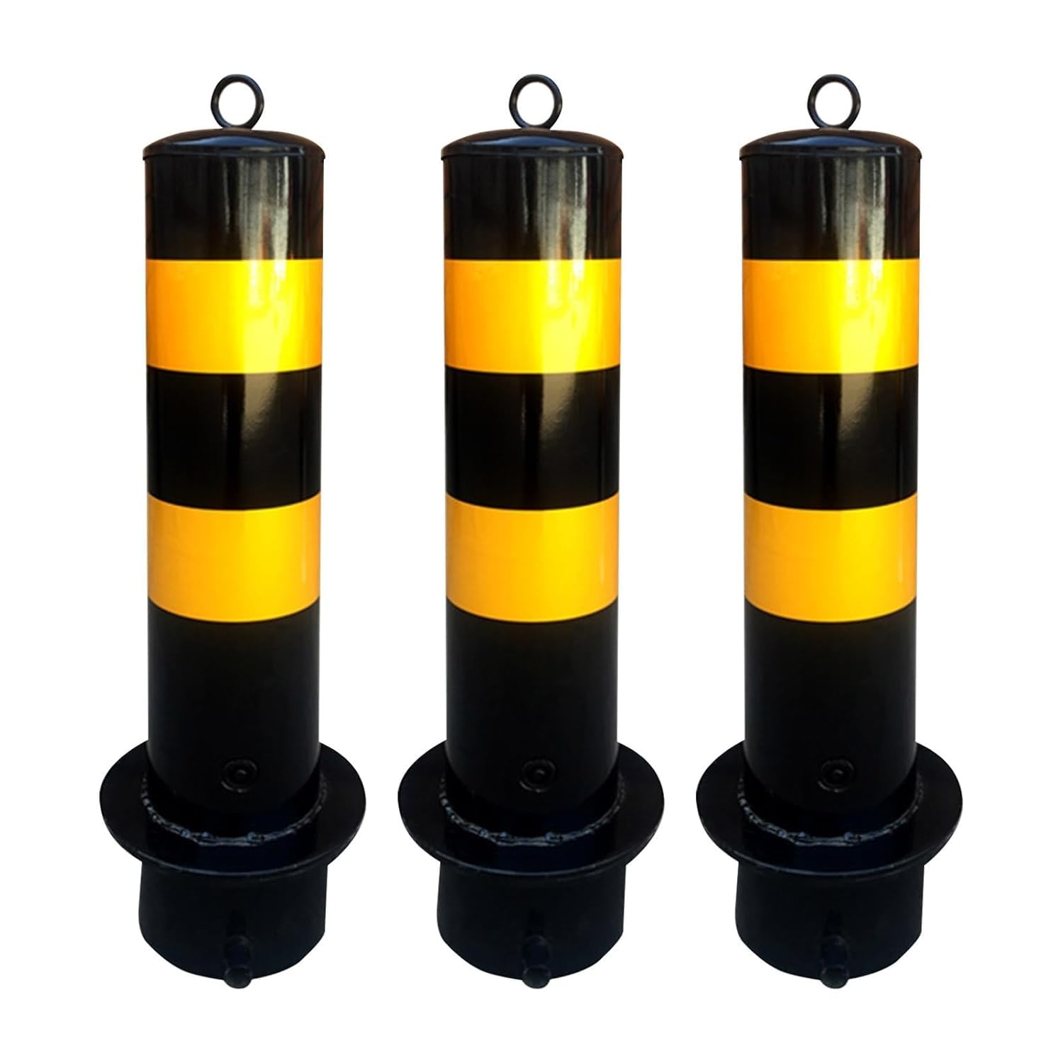 HCZKIUJY Heavy-Duty Traffic Safety Bollards with Reflective Tape for Construction and Road Areas (3pcs)