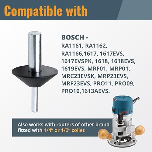 Miniatura 6 de POWERTEC 71833 Juego de pines y cono de centrado de placa base de enrutador con extremos de 12" y 14" para placas de calibración, guías de