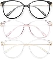 Vista 17 de Gaoye - Gafas de bloqueo de luz azul - Marcos redondos TR90 de moda, brazos de metal, protección UV400 - Estuche suave a juego