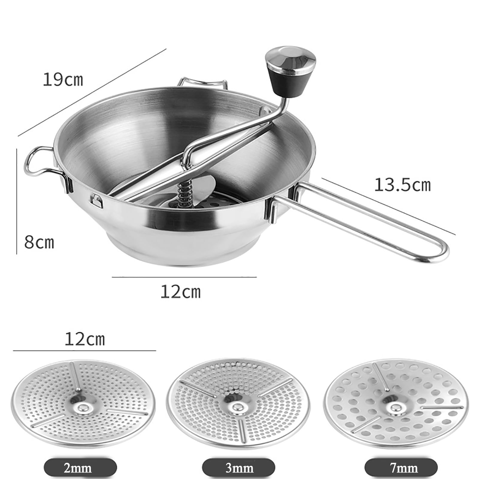 Tomatenpresse, Kartoffelpresse, Edelstahl-Kartoffelstampfer Mit Ergonomischem Design, Drehgriff, Einfach Zu Bedienen Und Zu Reinigen Für Tomatensauce Apfelmus Kartoffelpüree