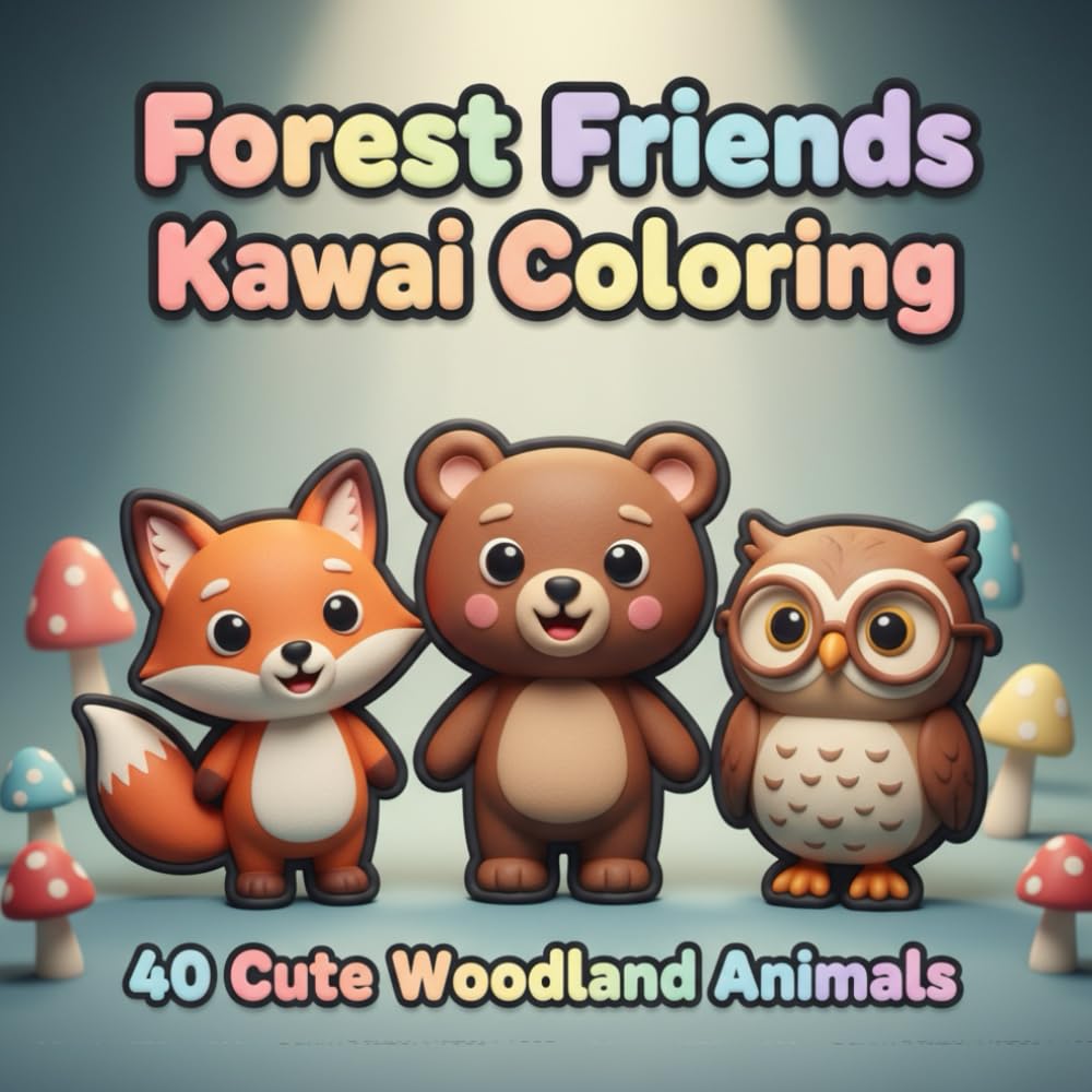 Forest Friends Kawaii Coloring: 40 Cute Woodland Animals